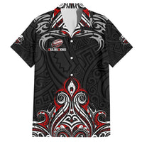 All Black NZL Rugby Champions Family Matching Long Sleeve Bodycon Dress and Hawaiian Shirt Maori Warrior DT02 Dad's Shirt - Short Sleeve Black - Polynesian Pride