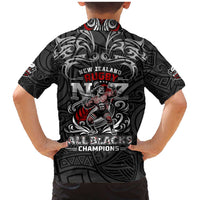 All Black NZL Rugby Champions Family Matching Mermaid Dress and Hawaiian Shirt Maori Warrior DT02 - Polynesian Pride