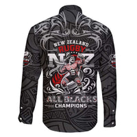 All Black NZL Rugby Champions Family Matching Off Shoulder Maxi Dress and Hawaiian Shirt Maori Warrior DT02 - Polynesian Pride