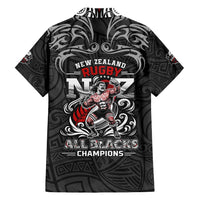 All Black NZL Rugby Champions Family Matching Off Shoulder Short Dress and Hawaiian Shirt Maori Warrior DT02 - Polynesian Pride