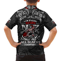 All Black NZL Rugby Champions Family Matching Summer Maxi Dress and Hawaiian Shirt Maori Warrior DT02 - Polynesian Pride