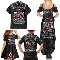 All Black NZL Rugby Champions Family Matching Summer Maxi Dress and Hawaiian Shirt Maori Warrior DT02 - Polynesian Pride