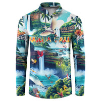 Wailua Falls Hawaii Button Sweatshirt Kauai Natural Beauty