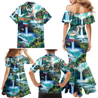 Wailua Falls Hawaii Family Matching Mermaid Dress and Hawaiian Shirt Kauai Natural Beauty DT02 - Polynesian Pride
