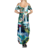 Wailua Falls Hawaii Family Matching Summer Maxi Dress and Hawaiian Shirt Kauai Natural Beauty DT02 - Polynesian Pride