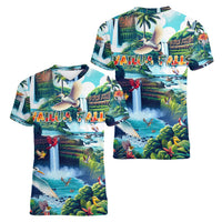 Wailua Falls Hawaii Women V-Neck T-Shirt Kauai Natural Beauty