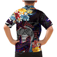 Personalized Amelika Samoa Sharks Polynesia Family Matching Mermaid Dress and Hawaiian Shirt American Samoa