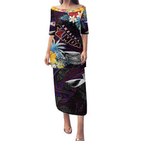 Personalized Amelika Samoa Sharks Polynesia Family Matching Puletasi and Hawaiian Shirt American Samoa DT02 Mom's Dress Black - Polynesian Pride