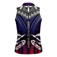 Personalized American Samoa Flag Women Sleeveless Polo Shirt Eagles Polynesian Art