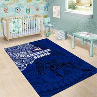Sharks And American Samoa Area Rug Simple Polynesian Blue