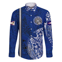 Sharks And American Samoa Family Matching Short Sleeve Bodycon Dress and Hawaiian Shirt Simple Polynesian Blue DT02 Dad's Shirt - Long Sleeve Blue - Polynesian Pride