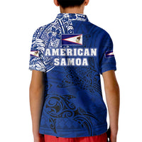 Sharks And American Samoa Kid Polo Shirt Simple Polynesian Blue