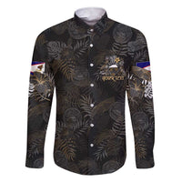 Personalized Shaka Girls America Samoa Family Matching Short Sleeve Bodycon Dress and Hawaiian Shirt Tropical Flowers Vintage DT02 Dad's Shirt - Long Sleeve Black - Polynesian Pride