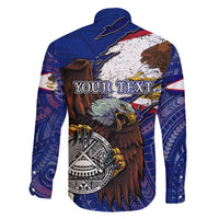 American Samoa Family Matching Long Sleeve Bodycon Dress and Hawaiian Shirt Brave Eagle Flag Color DT02 - Polynesian Pride