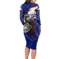 American Samoa Long Sleeve Bodycon Dress Brave Eagle Flag Color