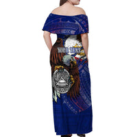 American Samoa Off Shoulder Maxi Dress Brave Eagle Flag Color