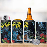 New Zealand Tui Bird 4 in 1 Can Cooler Tumbler Maori Koru Mix Pohutukawa DT04 - Polynesian Pride