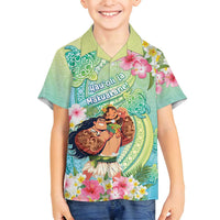 Personalised Hawaii Father's Day Family Matching Summer Maxi Dress and Hawaiian Shirt Happy Father And Child DT04 Son's Shirt Green - Polynesian Pride