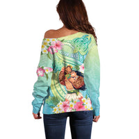 Personalised Hawaii Father's Day Off Shoulder Sweater Happy Father And Child