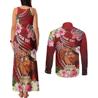 Personalised New Zealand Father's Day Couples Matching Tank Maxi Dress and Long Sleeve Button Shirt Happy Father And Child DT04 - Polynesian Pride