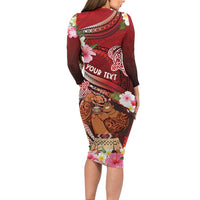 Personalised New Zealand Father's Day Family Matching Long Sleeve Bodycon Dress and Hawaiian Shirt Happy Father And Child DT04 - Polynesian Pride