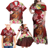 Personalised New Zealand Father's Day Family Matching Off Shoulder Maxi Dress and Hawaiian Shirt Happy Father And Child DT04 - Polynesian Pride