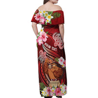 Personalised New Zealand Father's Day Family Matching Off Shoulder Maxi Dress and Hawaiian Shirt Happy Father And Child DT04 - Polynesian Pride