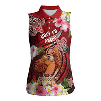 Personalised New Zealand Father's Day Women Sleeveless Polo Shirt Happy Father And Child