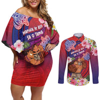 Personalised Samoa Father's Day Couples Matching Off Shoulder Short Dress and Long Sleeve Button Shirt Happy Father And Child