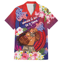 Personalised Samoa Father's Day Family Matching Long Sleeve Bodycon Dress and Hawaiian Shirt Happy Father And Child DT04 Dad's Shirt - Short Sleeve Red - Polynesian Pride