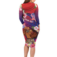 Personalised Samoa Father's Day Family Matching Long Sleeve Bodycon Dress and Hawaiian Shirt Happy Father And Child DT04 - Polynesian Pride