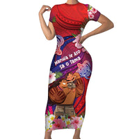 Personalised Samoa Father's Day Family Matching Short Sleeve Bodycon Dress and Hawaiian Shirt Happy Father And Child DT04 Mom's Dress Red - Polynesian Pride