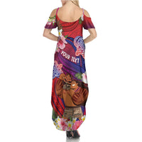 Personalised Samoa Father's Day Family Matching Summer Maxi Dress and Hawaiian Shirt Happy Father And Child