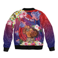 Personalised Samoa Father's Day Sleeve Zip Bomber Jacket Happy Father And Child