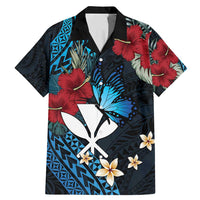 Hawaii Butterfly Family Matching Mermaid Dress and Hawaiian Shirt Kanaka Maoli Mix Hibiscus DT04 Dad's Shirt - Short Sleeve Black - Polynesian Pride