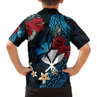 Hawaii Butterfly Family Matching Off The Shoulder Long Sleeve Dress and Hawaiian Shirt Kanaka Maoli Mix Hibiscus DT04 - Polynesian Pride