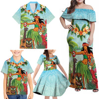 Hawaii Lei Day Family Matching Off Shoulder Maxi Dress and Hawaiian Shirt Hula Girl With Tropical Forest DT04 - Polynesian Pride