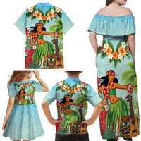 Hawaii Lei Day Family Matching Off Shoulder Maxi Dress and Hawaiian Shirt Hula Girl With Tropical Forest DT04 - Polynesian Pride
