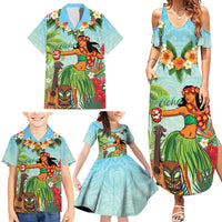 Hawaii Lei Day Family Matching Summer Maxi Dress and Hawaiian Shirt Hula Girl With Tropical Forest DT04 - Polynesian Pride