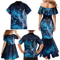 New Zealand Matariki Family Matching Mermaid Dress and Hawaiian Shirt Maori Koru Mix Silver Fern DT04 - Polynesian Pride
