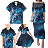 New Zealand Matariki Family Matching Puletasi and Hawaiian Shirt Maori Koru Mix Silver Fern DT04 - Polynesian Pride