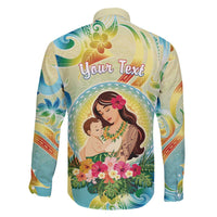 Personalised Hawaii Mother's Day Family Matching Off The Shoulder Long Sleeve Dress and Hawaiian Shirt I Love You Mom DT04 - Polynesian Pride