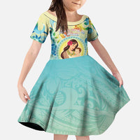 Personalised Hawaii Mother's Day Family Matching Off Shoulder Maxi Dress and Hawaiian Shirt I Love You Mom DT04 Daughter's Dress Yellow - Polynesian Pride