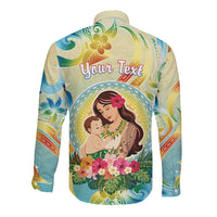 Personalised Hawaii Mother's Day Long Sleeve Button Shirt I Love You Mom
