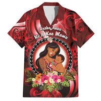 Personalised New Zealand Mother's Day Family Matching Long Sleeve Bodycon Dress and Hawaiian Shirt I Love You Mom DT04 Dad's Shirt - Short Sleeve Red - Polynesian Pride