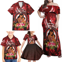 Personalised New Zealand Mother's Day Family Matching Off Shoulder Maxi Dress and Hawaiian Shirt I Love You Mom DT04 - Polynesian Pride