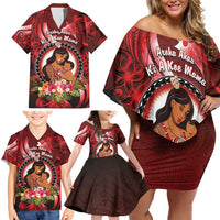 Personalised New Zealand Mother's Day Family Matching Off Shoulder Short Dress and Hawaiian Shirt I Love You Mom DT04 - Polynesian Pride