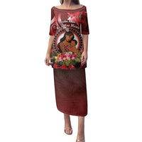 Personalised New Zealand Mother's Day Family Matching Puletasi and Hawaiian Shirt I Love You Mom DT04 Mom's Dress Red - Polynesian Pride