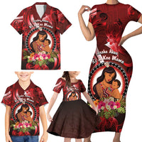 Personalised New Zealand Mother's Day Family Matching Short Sleeve Bodycon Dress and Hawaiian Shirt I Love You Mom DT04 - Polynesian Pride