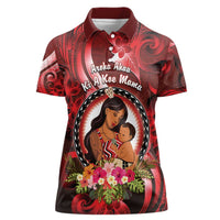 Personalised New Zealand Mother's Day Women Polo Shirt I Love You Mom DT04 Female Red - Polynesian Pride